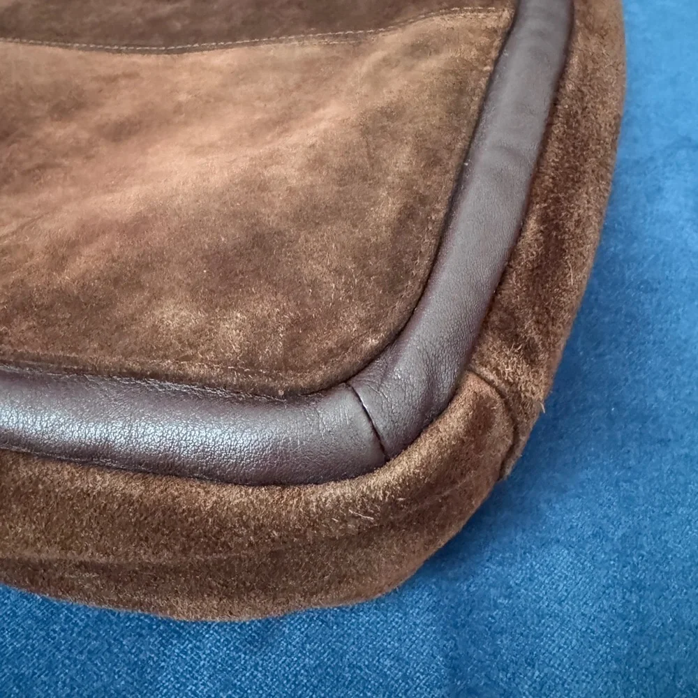 Rare Pierre Balmain Vintage‎ Dark Chocolate Brown suede Hobo Bag